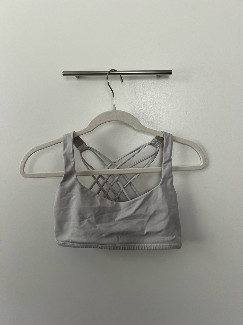 lululemon athletica Light Gray Strappy Lattice-Back Sports Bra